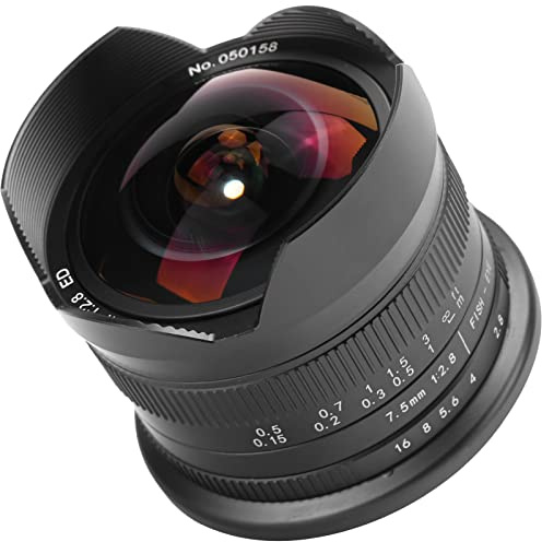 7,5 Mm F2.8 II Fisheye-Objektiv 190° APSC-Objektiv Passend für M4/3 Mount Kamera, für GM1, GM5, GM7, GX1, GX7, GX8, GX85, GX9G, G1, E-PM1, E-PM2, E-P1, E-P2, E-P3, E-P5, E-M1, Usw.