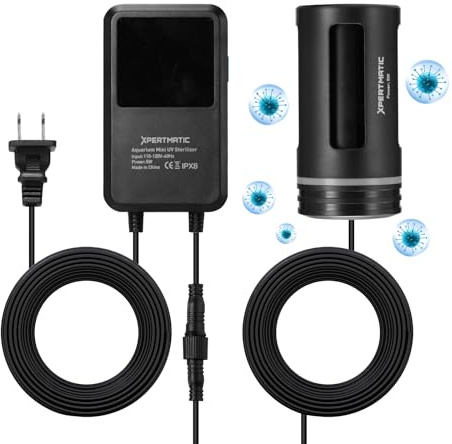 SainSmart XpertMatic Aquarium Sterilizer Light, 5W Mini Submersible Sanitizer with Timer Aquarium, Waterproof Lamp Cleaning Green and Algae for Fish Tank, Pond, Swimming Pool, Saltwater, Freshwater