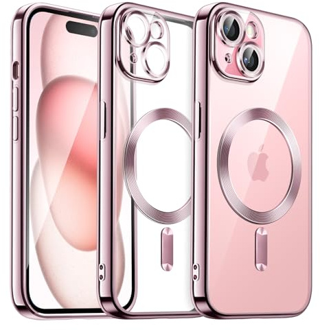 JETech Magnetische Hülle für iPhone 15, Rosa