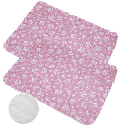 Mateju 2 Stück Wiederverwendbare Puppy Pads, Welpen Unterlage Urin Absorption PIPI Matten für Hunde Welpenunterlagen, Waschbar Trainingspads für Hunde Katze (70x90CM,Rosa Pfoten)