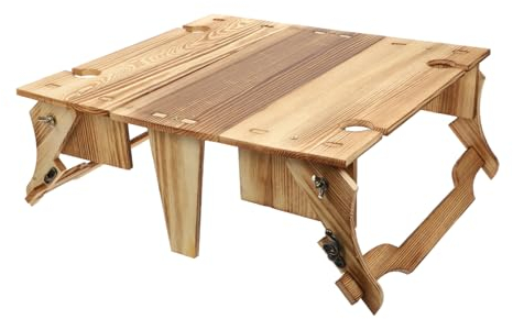 SEWOART Holz Picknicktisch Tragbar Outdoor Campingtisch Mit Aufbewahrungskorb Stabil Und Leicht Für Familienausflüge