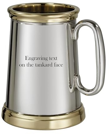 Wentworth Pewter Wortley X Range Krug aus Zinn und Messing, schwer, 1 Pint, mit Gravur