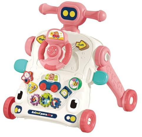 Chipolino Lauflernwagen 3 in 1 Auto, Spieltisch, Lenkrad, Tasten, Musik, Lichter, Farbe:rosa
