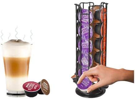 Rotating Coffee Capsule Stand for Dolce Gusto - Wire Rack Holds 24 or 32 Pods, 360° Rotating Coffee Pod Tower, Space-Saving Kitchen Storage Organizer (24)