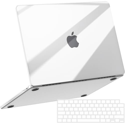 NPUOLS Hülle für MacBook Air 13,6 Zoll 2026-2022, Extra Dünn Klar | Für Modelle A2681/A3113/A3240/A3449 Mit M2/M3/M4/M5 Chips, Vergilbungsfeste Hartschale Snap Case & EU TPU Tastaturabdeckung