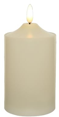 Lumineo Vela LED con temporizador, 7,5 x 15 cm, para interior y exterior, vela artificial con función de temporizador de 6 horas, velas sin llama, velas para exteriores, velas de iglesia, velas