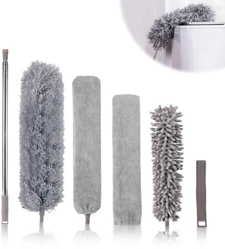 Sprifityy 6 Pezzi Spolverino per Polvere,Spolverino Telescopico,Togli Ragnatele Allungabile 250 cm,Scopa Polvere Pulizia Ventilatori Soffitto, Ragnatela, Tetti,Tapparelle