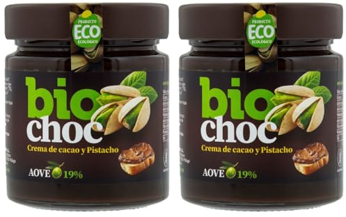 Biochoc - Pistacho - Crema de cacao y pistacho - Procedente de agricultura ecológica ecológica - 19% aceite oliva virgen extra - 100% ECO (Pack 2)