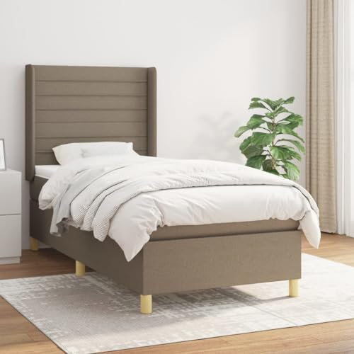 qohoio Boxspringbett mit Matratze Taupe 90x200 cm Betten Bett Mit Matratze Bett Boxspringbett Schlafzimmer MöBel Stoff - 3132045