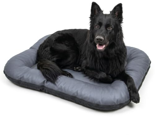 4 l textil Ella hundbädd stora hundar vattentät hundbädd konstläder hundkudde konstläder hundmadrass (110 x 90 cm, grafit)