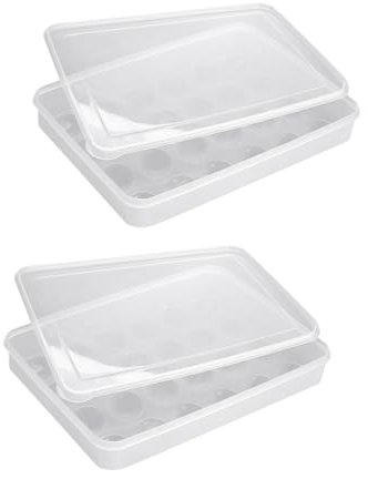 Angoily 2piezas Huevera Almacenamiento Contenedor Plástico Huevos Tapa Transparente Ahorra