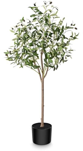 INSANYJ Plantas Artificiales Decorativas, 120cm Olivo Artificial, Planta Artificial Grande, Olivo Plantas Artificiales para Hogar, Salón, Dormitorio, Oficina, Jardín