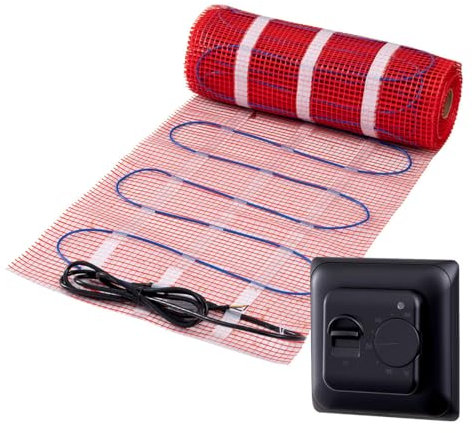 Set completo di riscaldamento a pavimento elettrico, 150 Watt con termostato analogico, 16 m², bianco