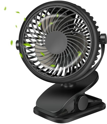 GMGXX Ventilatore USB, Ventilatore da Tavolo con Pinza e 3 Velocità, 4800mAh Batteria Ricaricabile Ventilatore Portatile, Ruotabile a 720° Mini Ventilatore per Camera da Letto, Ufficio, Auto