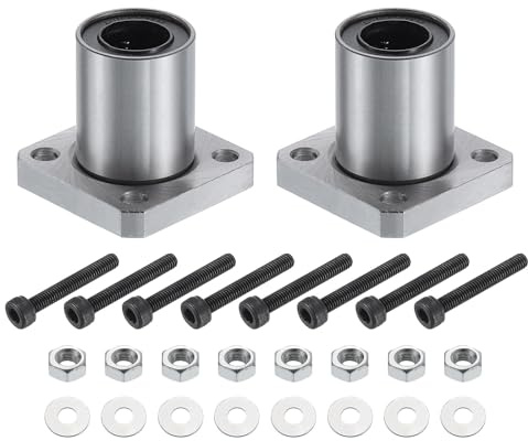 QUARKZMAN LMK12-UU Cuscinetti Lineari A Sfere 12mm Foro 21mm Diametro Esterno 29mm Lunghezza Flangia Rotonda Nichelati Con Viti Per Macchine CNC Stampanti 3D 2pz