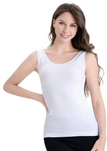Gusso Camiseta Tirantes Mujer sin Mangas, Top Tirantes Anchos Camisola de Licra Ajustado Elastico Comodo Basico Casual para Interior y Exterior.