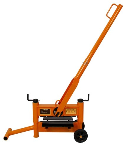 330mm Block Splitter Paving Cutter Concrete Landscaping Stone Brick Masonry Tool Cutting Machine Adjustable Cutting Height 10-200mm 2 Wheels Removable 112cm Handle Top & Bottom 4 Edge Rotatable Blades
