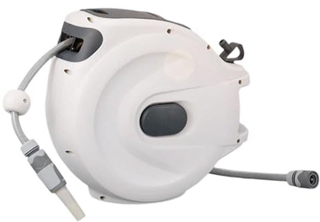 LOVIVER Automatic Rewind Hose Reel Water Hose Reel Installation Wall Mounted Retractable Slow Return System for Outdoor Watering, 40 M 2M