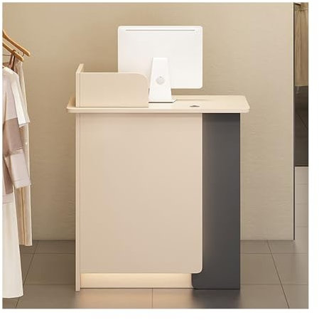 HBOOMOEM BüRotheke，Rezeptionstisch，Verkaufstheke ，Empfangstheke Rezeption Friseur，Verkaufstresen Mit AbschließBaren Schubladen，Geeignet FüR Einzelhandel, Lobby, BüRo.(Apricot Gray,Right_120CM/47.2IN)