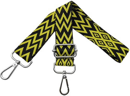 Omxyinma Taschengurte zum Wechseln, Verstellbarer Schultergurt für Taschen, Taschengurt Breit 3.8cm Schulterriemen mit Karabiner Silber, Umhängegurt für Damen Tragegurt Taschen DIY, Schwarz/Gelb, X27