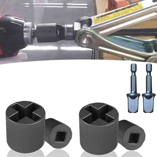 Universal Jack Socket Adapter for Hand Drill, Heavy-Duty Socket Converter for Scissor Car Jack with a 1/2 in Socket Adapter Bit, Rust-Resistant Steel,Save Effort Easy Tire Change Tool (2Sets)