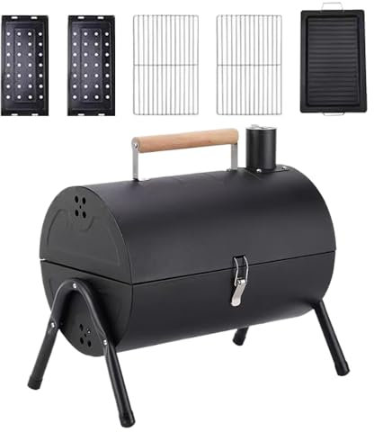 Hogvinnatil Barbacoa de Barril | Ahumador de Barbacoa para Camping - Barbacoa de Barril Ligera y Ventilada para Terraza, Jardín, Balcón, Camping, Patio y Picnic