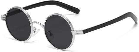LJCZKA Retro Runde Sonnenbrille für Damen Herren Vintage Kleine Sonnenbrille Rund Klassisch Brille Moda mit UV400 Schutz