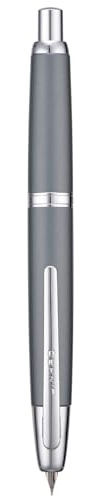 Jinhao 10 - Penna Stilografica a Pressione con Scatola, Pennino Retrattile Medio Grigio Metallo con Set Convertitore di Inchiostro (Clip Argento)