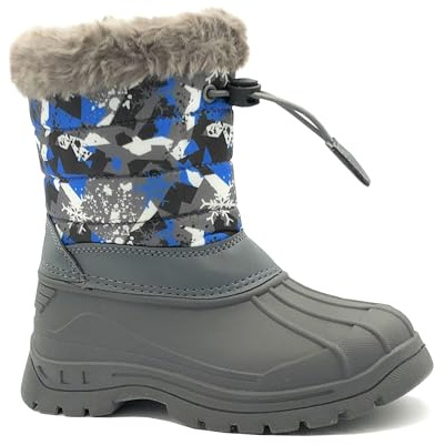 REDVOLUTION Girls Boys Unisex Snow Boots Slip-Resistant Waterpoof Winter Fashion Shoe (560K grey, big kid 1)