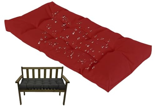 Waterproof Outdoor Bench Cushion 8cm Thick Non Slip Straps Comfortable Swing Seat Pad for Garden Furniture Fits Hollywood Swing Red 150 x 50 cm