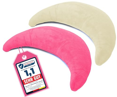 Tiga-Med 2 x Halbmondkissen TIGA-Soft | 2 Stück | Ergonomisches Nackenkissen/Stillkissen/Kopfkissen mit Mikroperlen | Bezug separat waschbar bei 40°C (rosa & beige)