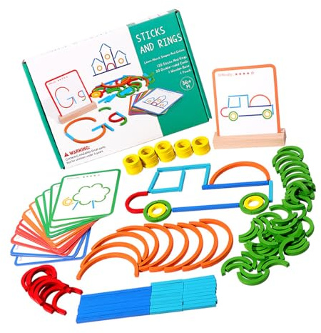Holzstab und Ringe, pädagogisches Puzzle-Spielzeug für Kinder, Handfertigkeit, Farbe, kognitive Entwicklung, Eltern-Kinder-Bindung