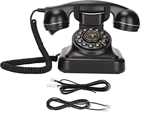 Telefono fisso vintage, elegante telefono con filo antico in stile retrò europeo Telefono vecchia scuola per camera da letto, studio, ufficio, caffetteria, bar