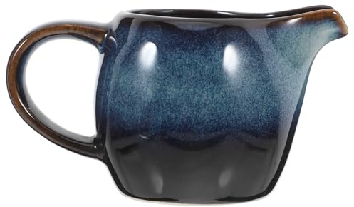 Keramik Milchkännchen mit Griff und Ausguss für Café und Nachmittagstee | Blaues Klassisches Design, Präzises Ausgießen, Leicht zu Reinigen, für Milch, Soßen und Dressings
