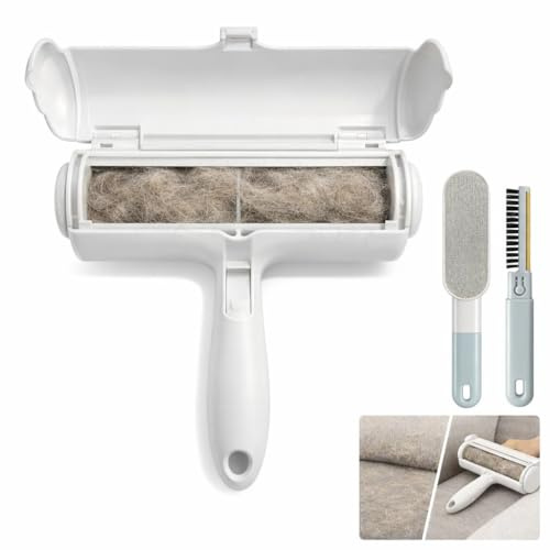 TOKAYRO Rouleau anti-poils d'animaux de compagnie + brosse anti-peluches | Set 2 en 1 pour chiens, chats, vêtements et canapés – Réutilisable et facile à utiliser