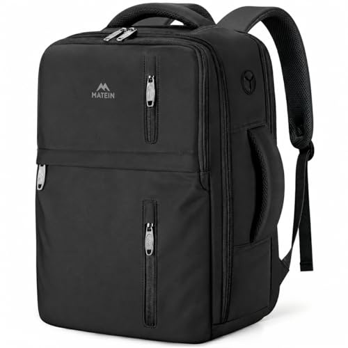 MATEIN Rucksack Handgepäck Flugzeug, Handgepäck Rucksack mit Nassfach | Ryanair Handgepäck 40x30x20 Reiserucksack Damen Ryanair Rucksack Herren mit Laptopfach Travel Backpack für Weekender, Schwarz