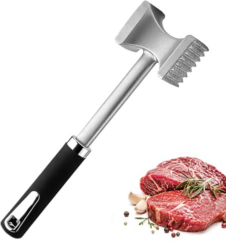 ENGFGH Fleischklopfer, 27 cm Doppelseitig Antihaft Schnitzelklopfer, Doppelseitiger Schnitzelklopfer, Fleischplattierer Spülmaschinenfest, Fleischhammer für Schnitzel, Koteletts, Steaks