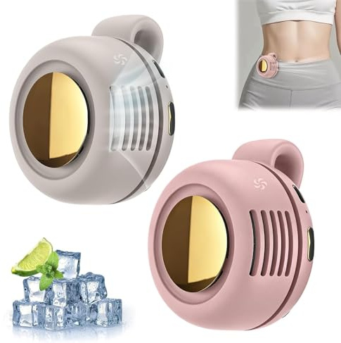 HOIDOKLY 2026 Nuevo Mini Ventilador Silencioso Portátil sin Aspas con Clip, Mini Ventilador Eléctrico Silencioso Portátil sin Aspas, Adecuado para Exteriores, Viajes y Oficina (Blanco+Rosa)