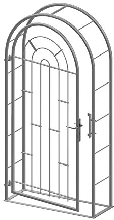 SIXONE® Rosenbogen-Gartentor „Pallas“ 1090 × 2130 × 300 mm – verzinkt, inklusive Türdrücker & Profilzylinder, wetterfest