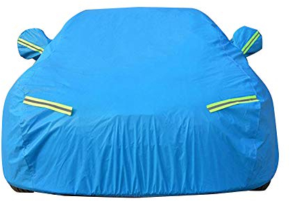 GUOCU Autoabdeckung Vollgarage Autoplane Wasserdicht Auto Abdeckplane Winter & Sommer Allwetterschutz，Blau，L für SUV-Länge (455 bis 470CM)