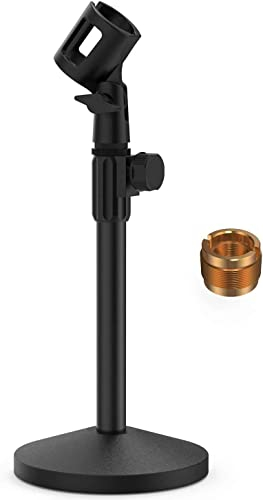 Mikrofonständer Tisch, Ohuhu Mikrofon Ständer Verstellbarer, Mikrofon Halterung mit 180° Mikrofonclip, Metall 5/8 Zoll Männlich zu 3/8 Weiblich Adapter Kompatibel mit den Eisten Mikrofonen