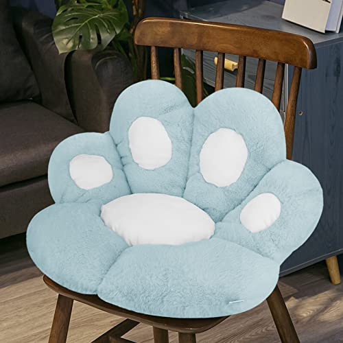 Reversible Armchair Seat Cushion Soft Cozy Bear Paw Shaped Chair Cushion Plush Comfort Seat Pad Office Cozy Warm Seat Pillow Relieves Back Coccyx Sciatica Tailbone Pain Relief (Paw-shaped, Blue)