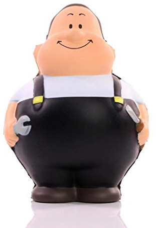 SQUEEZIES® Herr Bert® Schrauber Bert Schwarz - Knautschfigur zum Stressabbau - Stressball Anti-Stress Beschäftigung Stressbewältigung - Geschenk Arbeit Kollegen Mitarbeiter Kunden Freunde