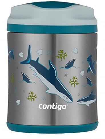 Contigo Food Jar, termo de acero inoxidable para sopas, verduras o fruta, 100 % antiderrame; fiambrera infantil; hasta 6 horas caliente, hasta 7 hora frío; para la guardería o el cole, 300 ml