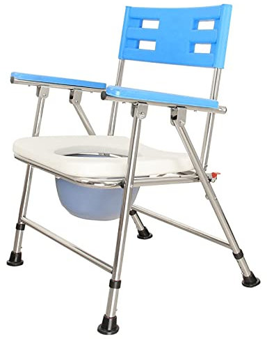 Daoyuan Klappbarer Toilettenstuhl,Rutschfester Duschstuhl,Tragbarer Camping WC-Stuhl,Höhenverstellbarer Pflege Stuhl,Bequeme Und Sicherere Toiletten-Alternative,für Ältere Menschen Mit Behinderungen