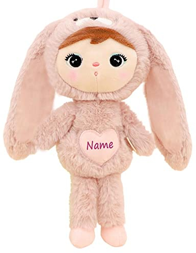 Elefantasie Stoffpuppe Hasenmädchen mit Namen personalisiert Rosa 30 cm