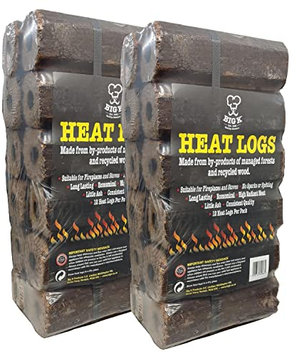 Eco Wood Fire Heat Logs - Pack of 24 Compressed Saw Dust Fire Logs. Perfect for Wood Burners, Open Fires, Chimeneas and Multi-Fuel Stoves.