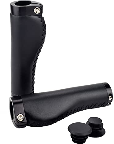 Asudaro 1Paar Fahrradgriff Grips PU Leder MTB Griffe Ergonomisch Antiskid Lenkergriffe Bike Lenker Griffe Wasserbeständige Griffe für Rennrad Faltrad Road Bike BMX Lenker Schutzabdeckung,#2 schwarz