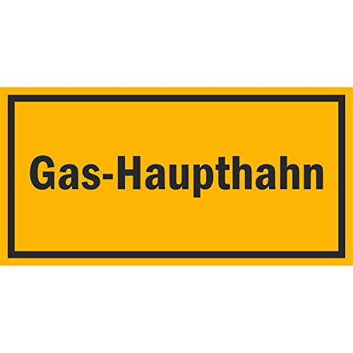 Indigos UG Aufkleber Gas-Haupthahn Hinweisschild Betriebskennzeichnung, 30x20 cm - selbstklebender Sicherheits Aufkleber für Tür oder Wand - Warnschild für Gebäude, Hotel, Büro, Firma, Haus, Praxis