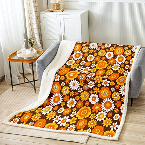 Homewish Groovy Boho Floral Power Throw Blanket Baby 30X40 For Bed Couch 60S 70S Retro Hippie Floral Sherpa Blanket Vintage Colorful Groovy Flowers Power Plush Bed Blanket Bohemian Flannel Blanket